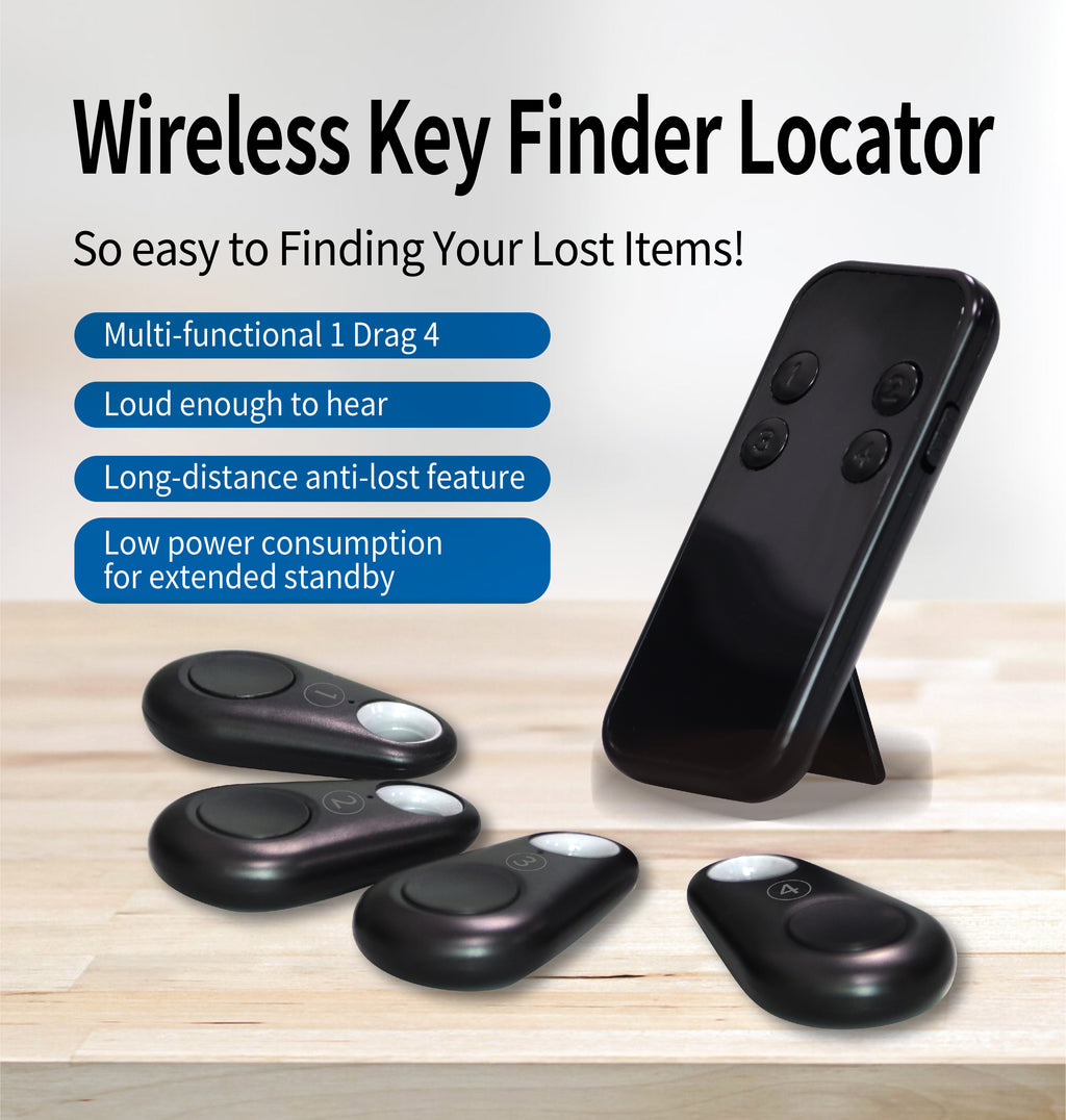 4-Pack No APP Needed Anti-Loss Device, Easy to Use Bluetooth Key Finder for Elderly & Family, Loud Alarm with 100ft Range