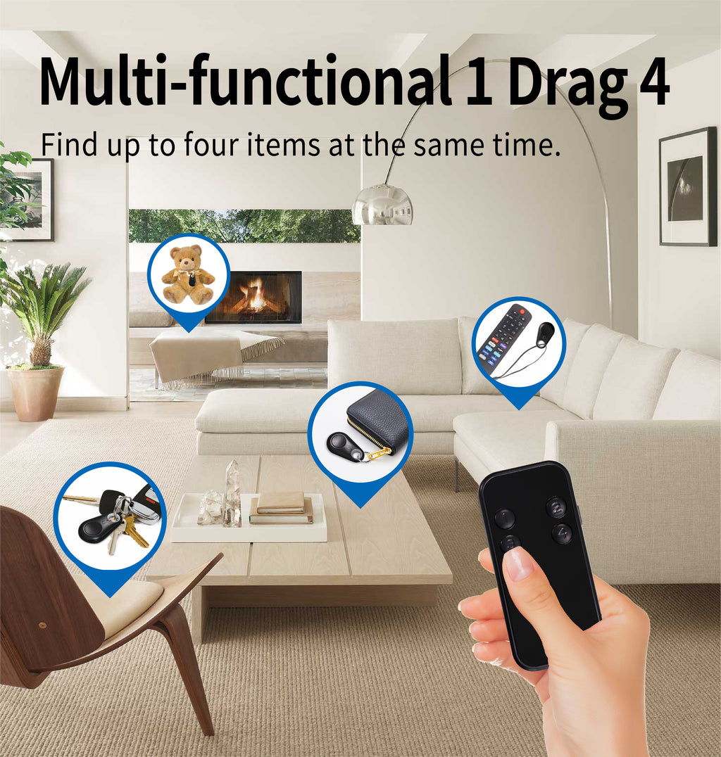 4-Pack No APP Needed Anti-Loss Device, Easy to Use Bluetooth Key Finder for Elderly & Family, Loud Alarm with 100ft Range