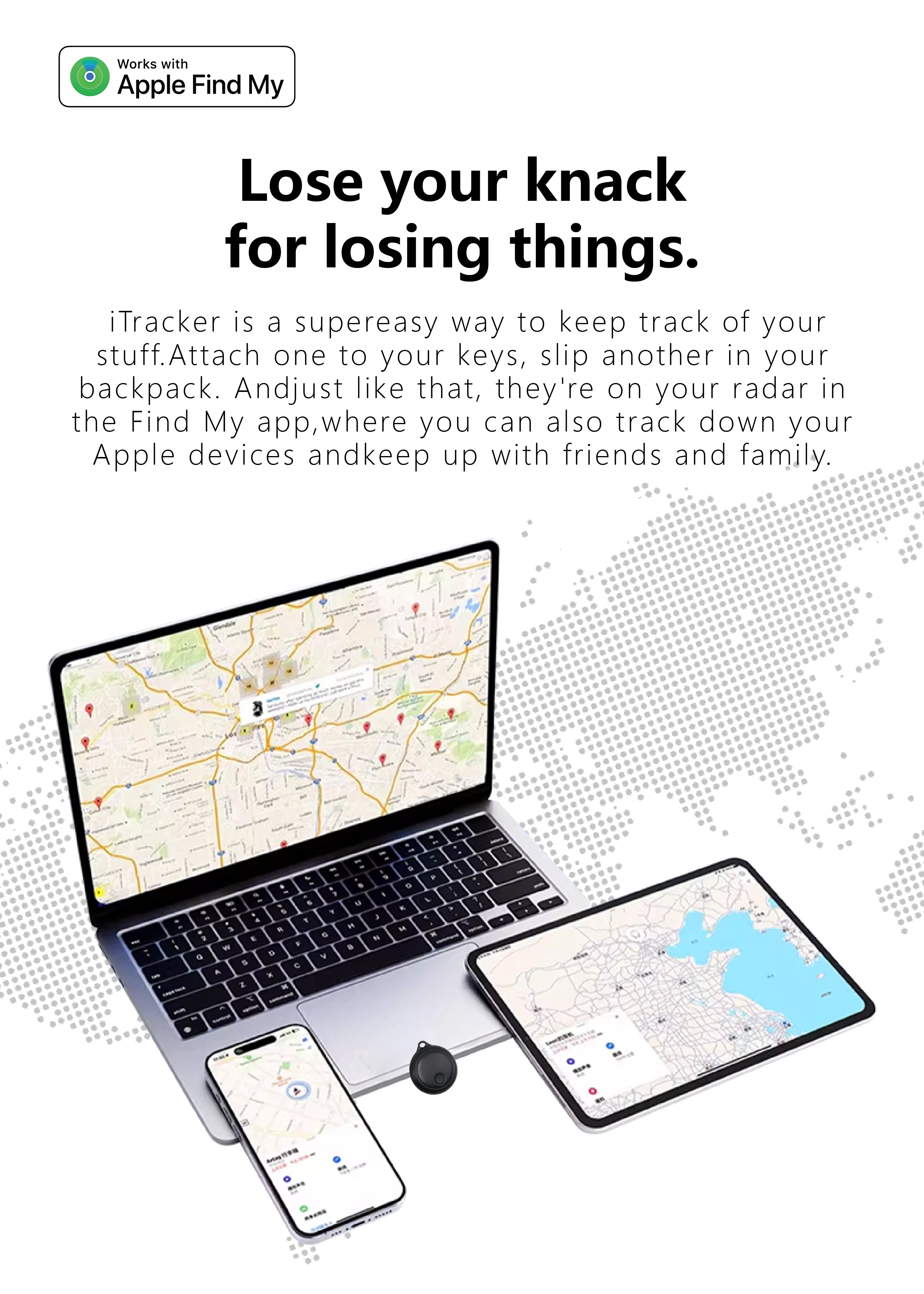 FOONCH Track And Find Tag Tracker Airtag Smart Finder Works with Apple Find My Network