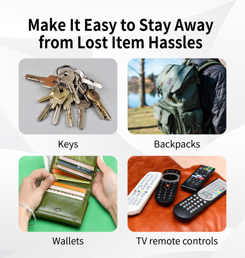 4-Pack No APP Needed Anti-Loss Device, Easy to Use Bluetooth Key Finder for Elderly & Family, Loud Alarm with 100ft Range