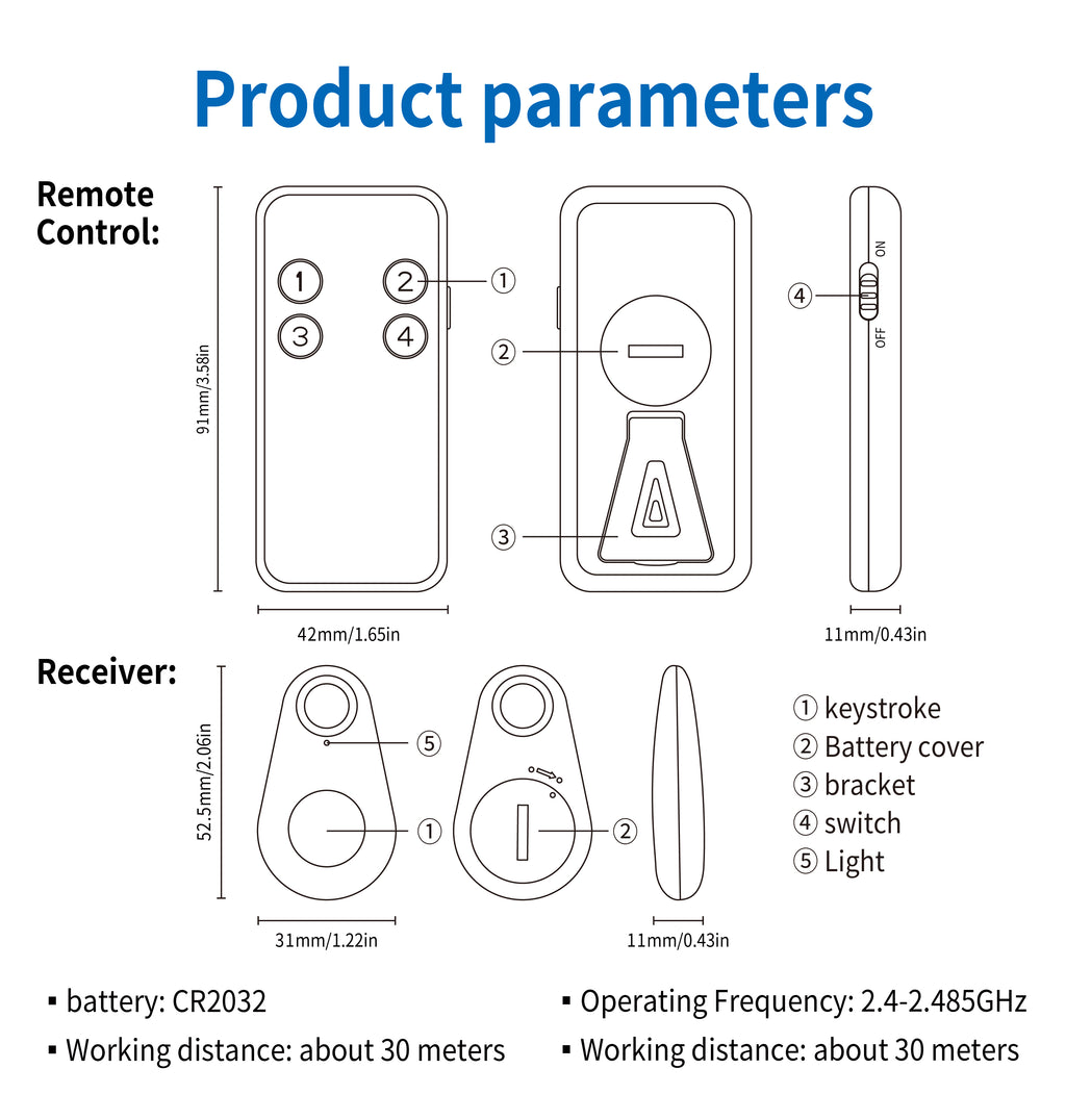 4-Pack No APP Needed Anti-Loss Device, Easy to Use Bluetooth Key Finder for Elderly & Family, Loud Alarm with 100ft Range