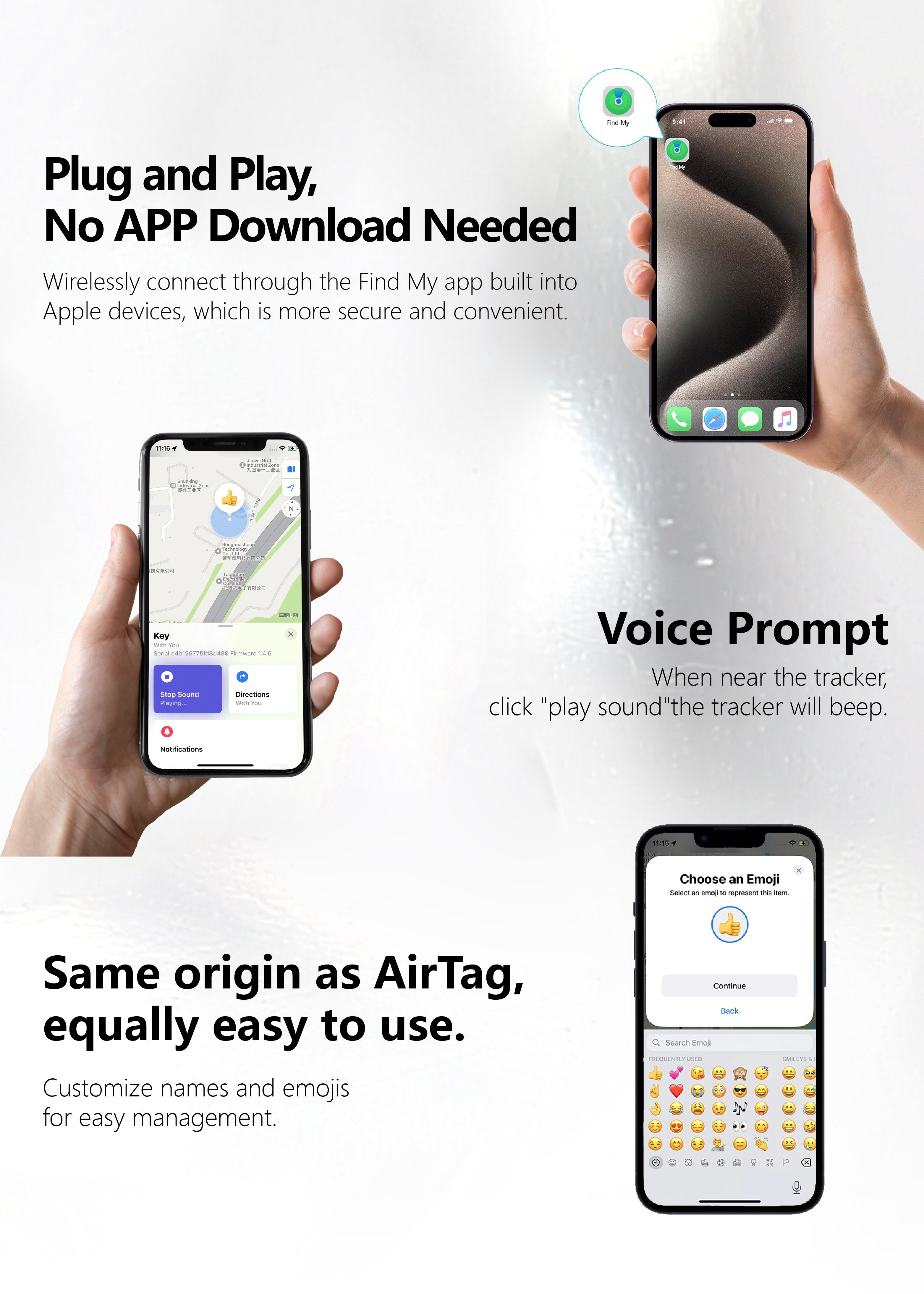 FOONCH Track And Find Tag Tracker Airtag Smart Finder Works with Apple Find My Network