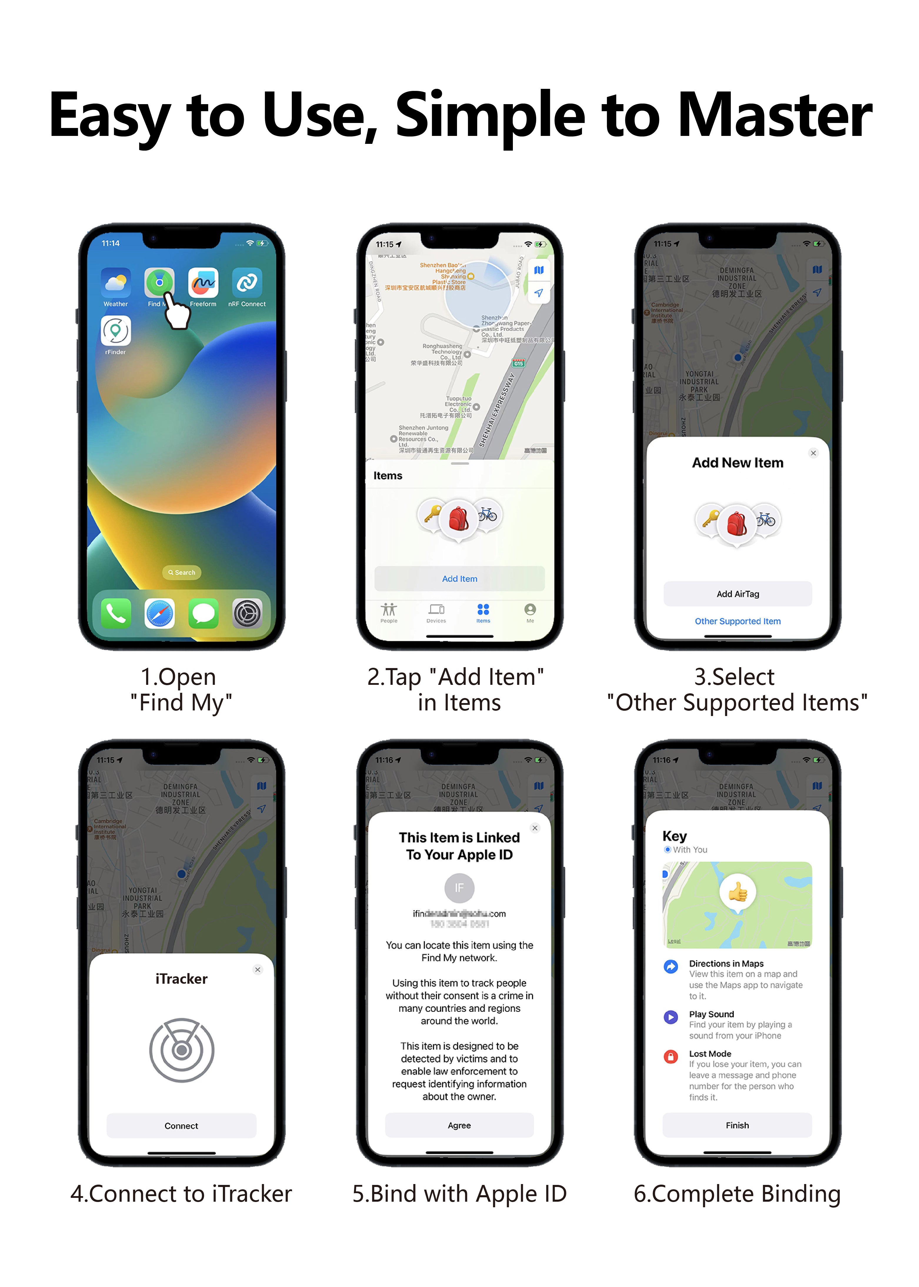 FOONCH Track And Find Tag Tracker Airtag Smart Finder Works with Apple Find My Network