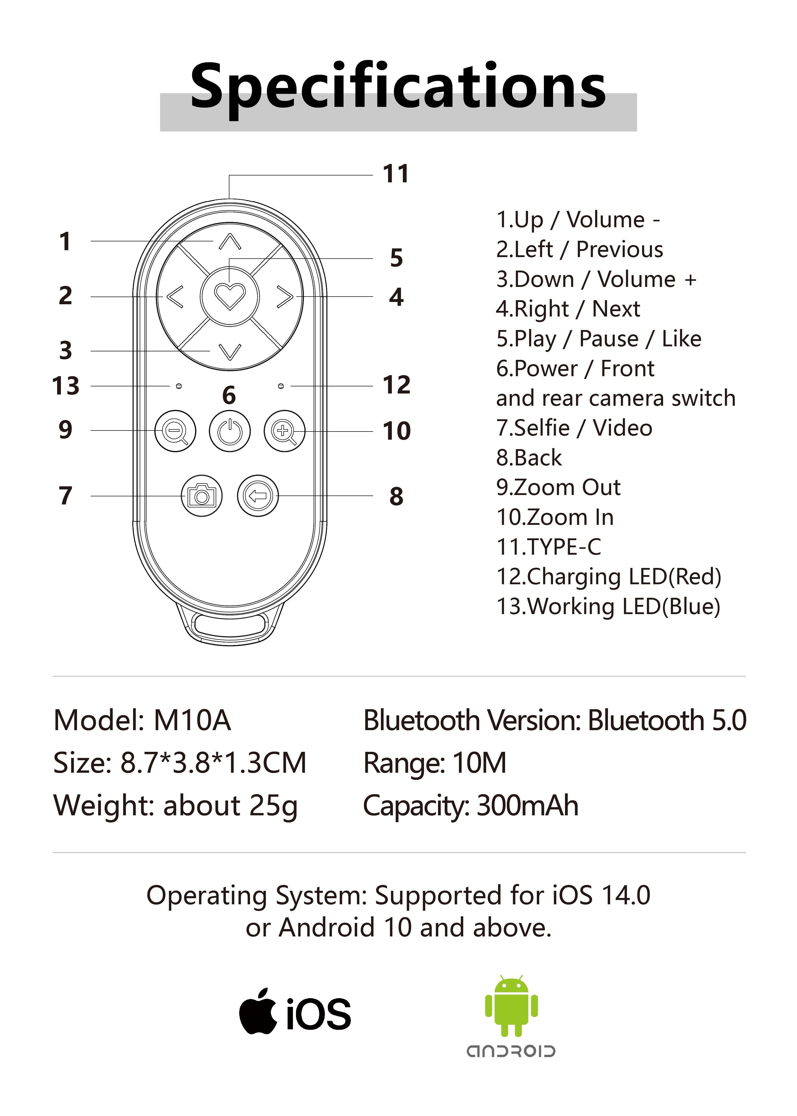 Multi-Function Wireless Bluetooth Remote Controller
