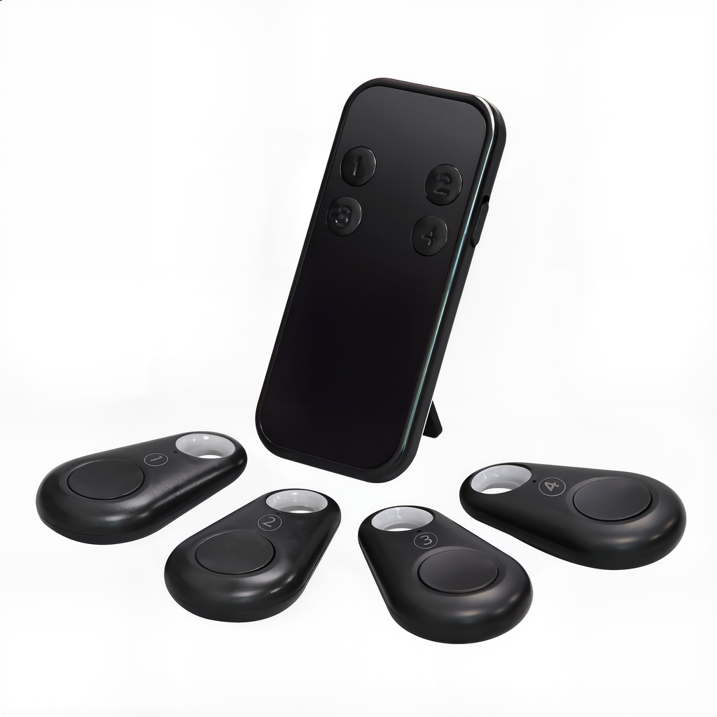 4-Pack No APP Needed Anti-Loss Device, Easy to Use Bluetooth Key Finder for Elderly & Family, Loud Alarm with 100ft Range
